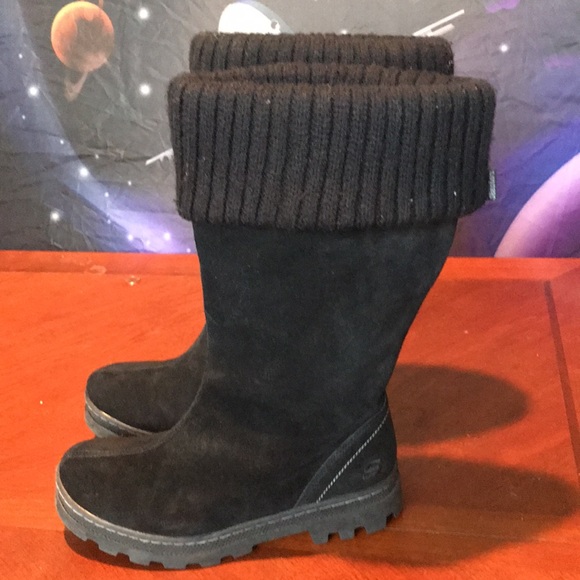Skechers black leather winter boots shoes size 6 - Picture 7 of 16